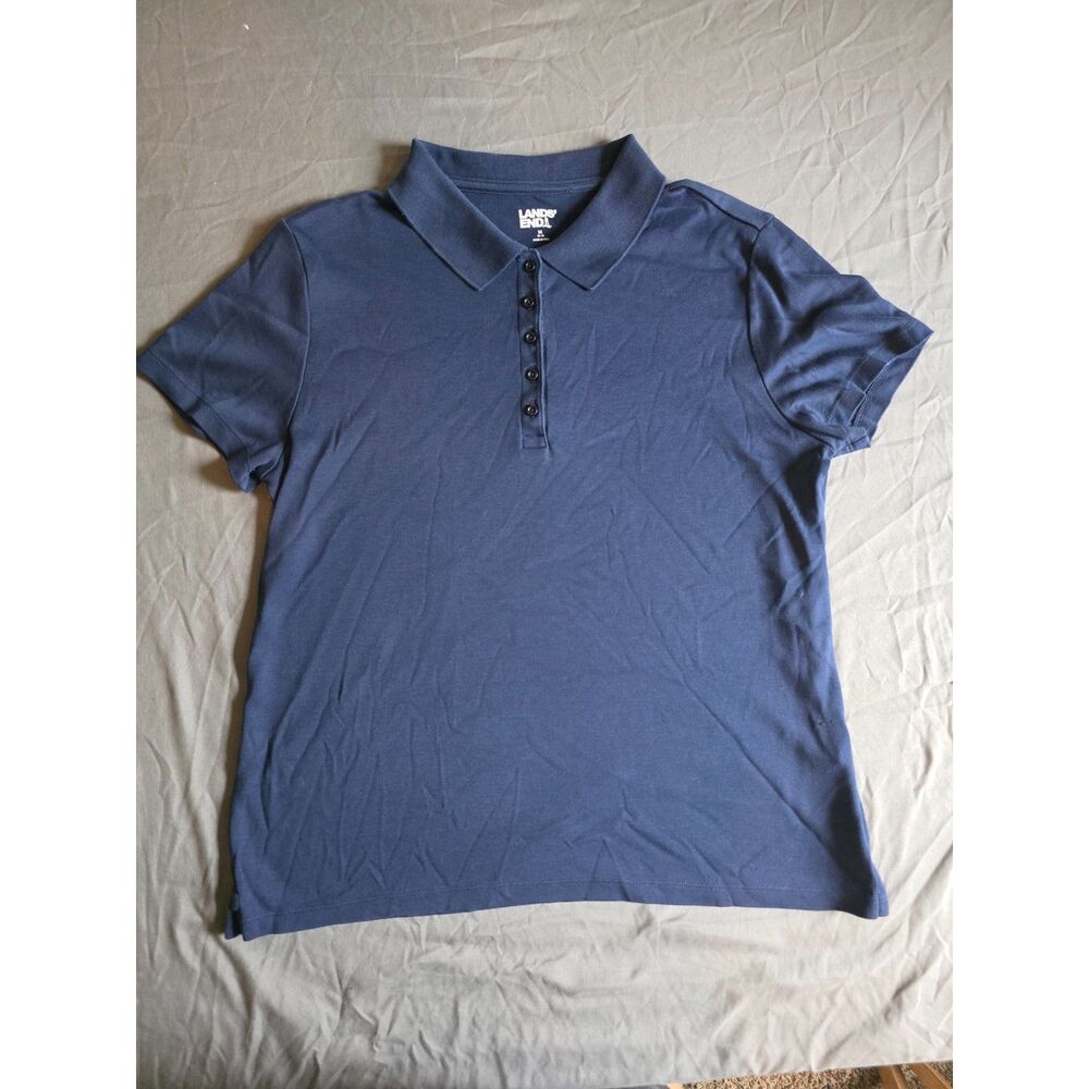 Lands' End School Uniform Navy Blue Short Sleeve Polo Shirt - Sz M (10-12) Girls